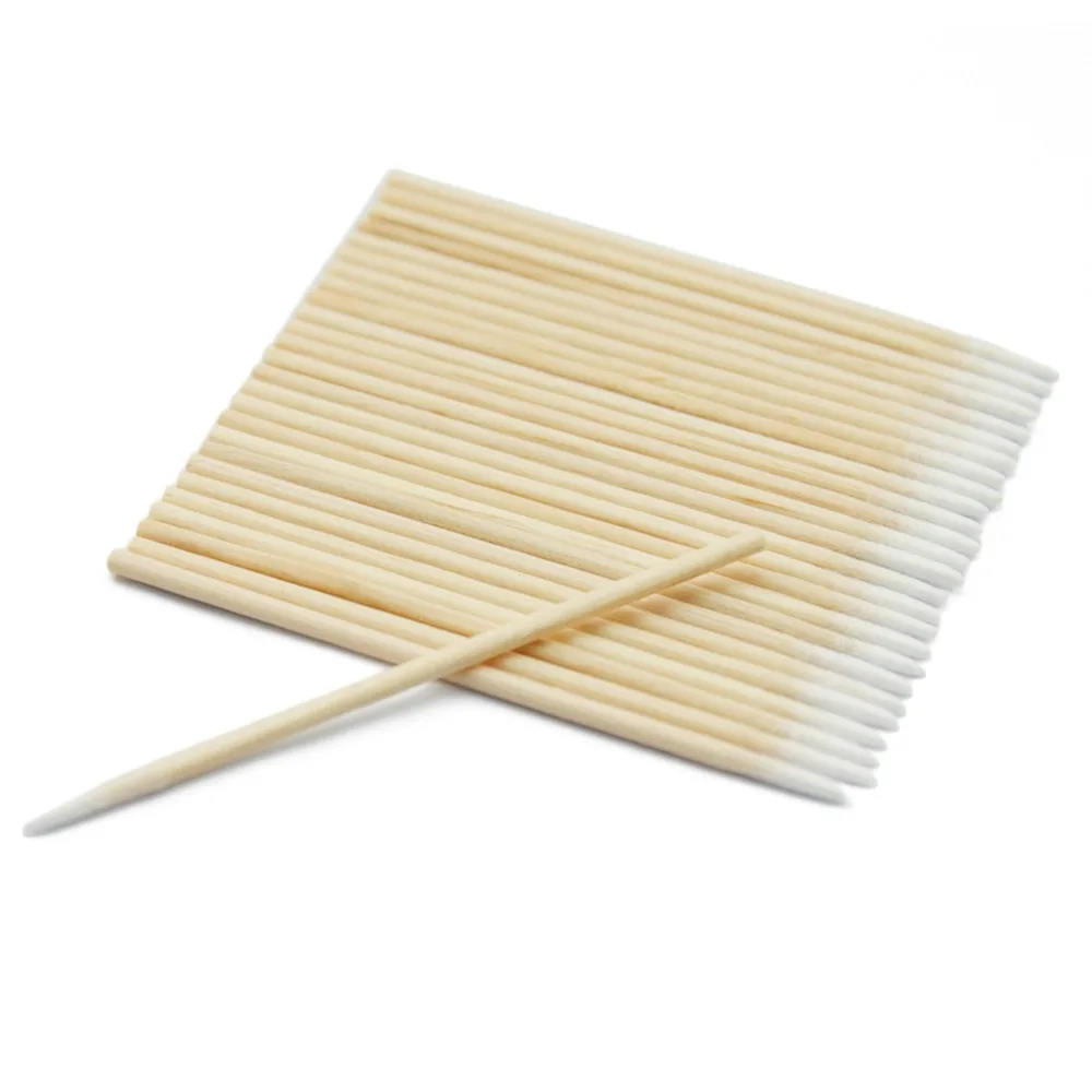 

100pcs Wood Cotton Swab Cosmetics Permanent Makeup Health Medical Ear Jewelry Clean Sticks Buds Tip Wood Cotton Head Swab