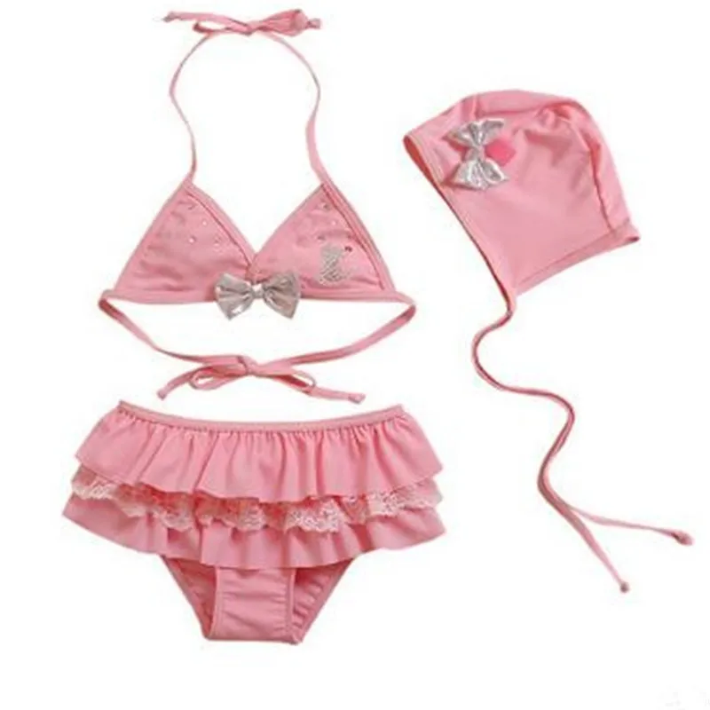 Girls Bikini Set 2016 Lovely Kids Bow Swimwear Baby Girl Beach Bathing