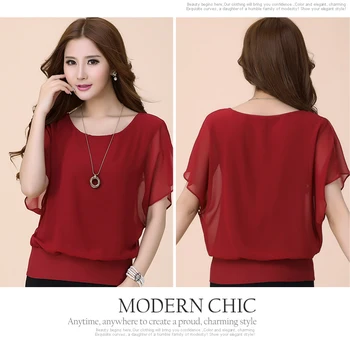 

NiceMix 2019 womens lilght and comfortable blouses and tops short sleeve O neck blusas femininas elegante solid Chiffon shirts