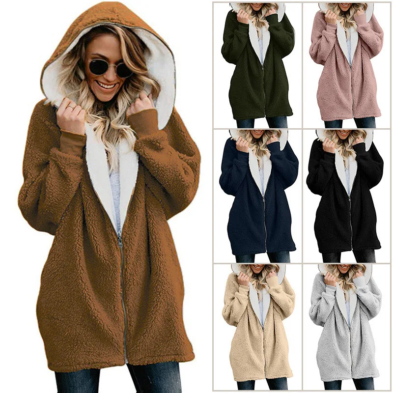 Plus Size Long Maternity Hooded Winter Plush Custom Warm Hoodie Maternity Wear Hoodie Zipper for Girl Pregnant Woman Clothing