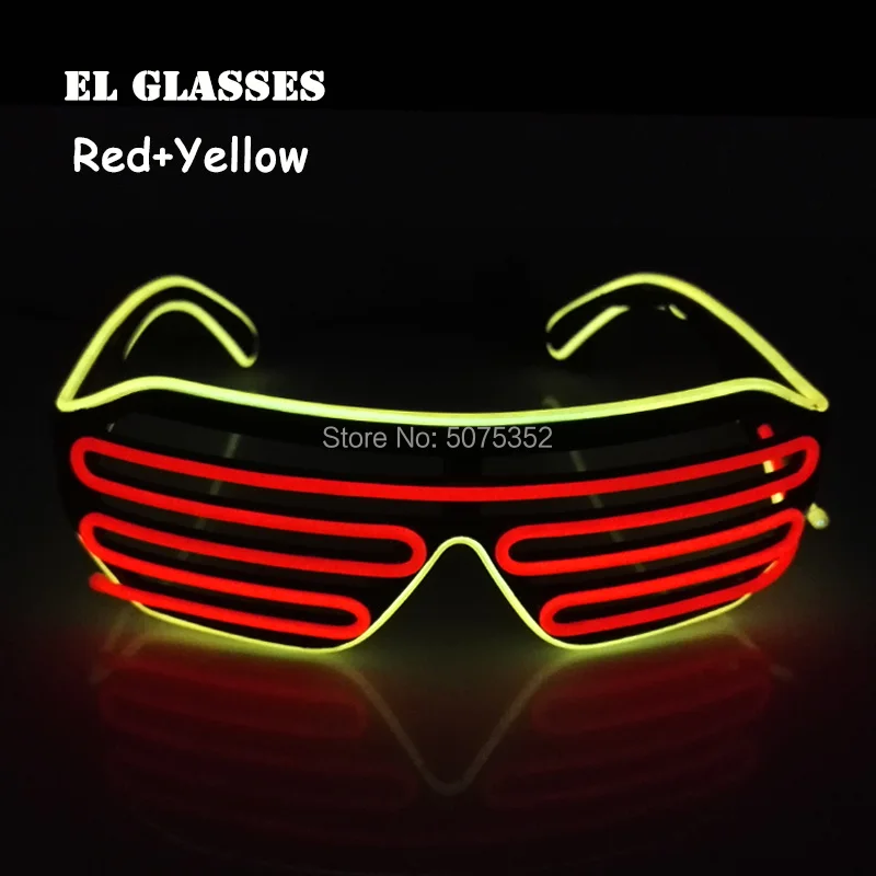 Карнавал фестиваль яркие затвор очки светодиодные очки танец DJ EL солнцезащитные очки неоновые очки для светящийся декор для вечеринки Рождества - Цвет линз: Type-B Yellow Red