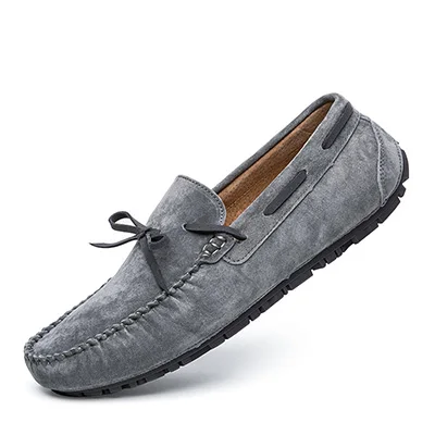 Натуральная кожа Для мужчин воздухопроницаемая обувь для водителей, ручная работа, высокое качество, на шнуровке, с узором, на шнуровке, водонепроницаемые мокасины на плоской подошве; модные мокасины в британском стиле - Цвет: Серый
