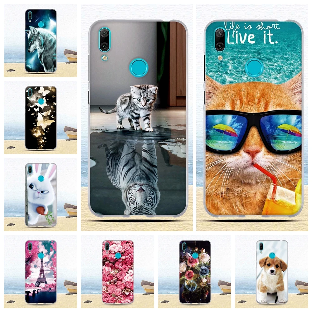 Silicone Case For Huawei Y7 Prime (2019) Case Soft TPU Bumper Cute Cat