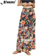 Высококачественная длинная юбка с разрезами женская летняя Цветочная юбка-макси с цветочным принтом пляжная юбка Бохо богемная русалка юбка высокая талия Новинка
