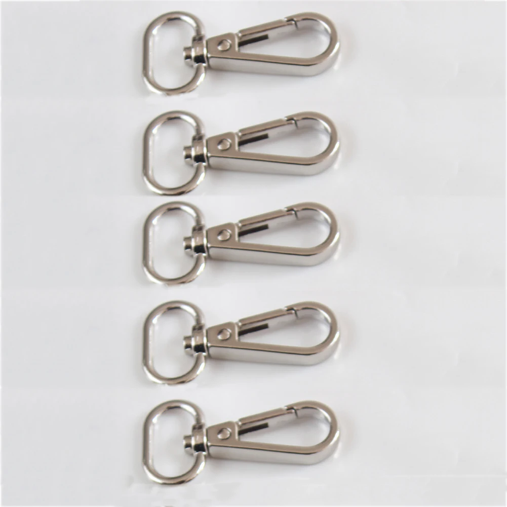 5 pcs Metal Swivel Trigger Lobster Clasp Snap Hook Key Chain Ring Lanyard DIY Craft Outdoor Backpack Bag Parts Accessories - Цвет: sliver