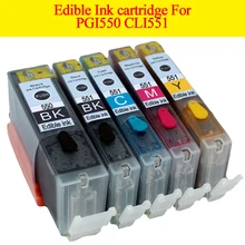 5 шт. PGI550 CLI551 съедобные картридж для Canon PIXMA iP7150 iP7250 iP8750 iX6850 MG5450 MG5550 MG5650 MG6350 MG6450 MG6650