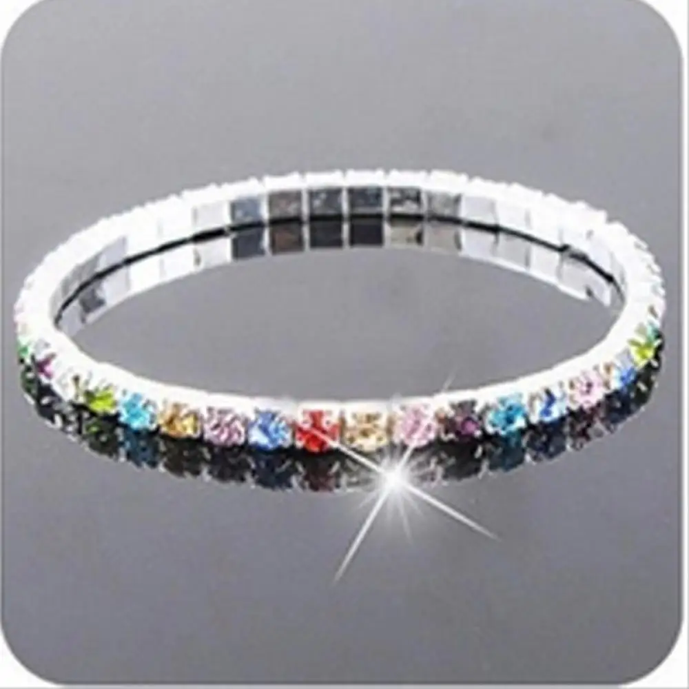 

New Shiny Full Rhinestone Multicolor Stretch Womens Bracelet Bangle Bling