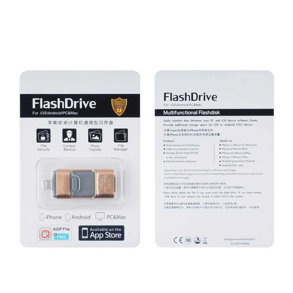 USB флэш накопитель для iPhone 5/5S/6/6s/6 plus/7/s/7 Plus/8/8 плюс/X/iPad и Android флешки Lightning/OTG/USB 3 в 1