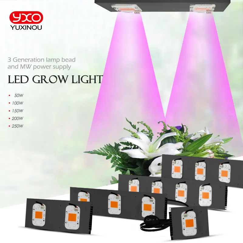 

Led Grow light 50W 100W 150W 200w AC220V 230V DOB LED Full spectrum 380-780nm For Seeding Plant With EU Plug Growth Lamp