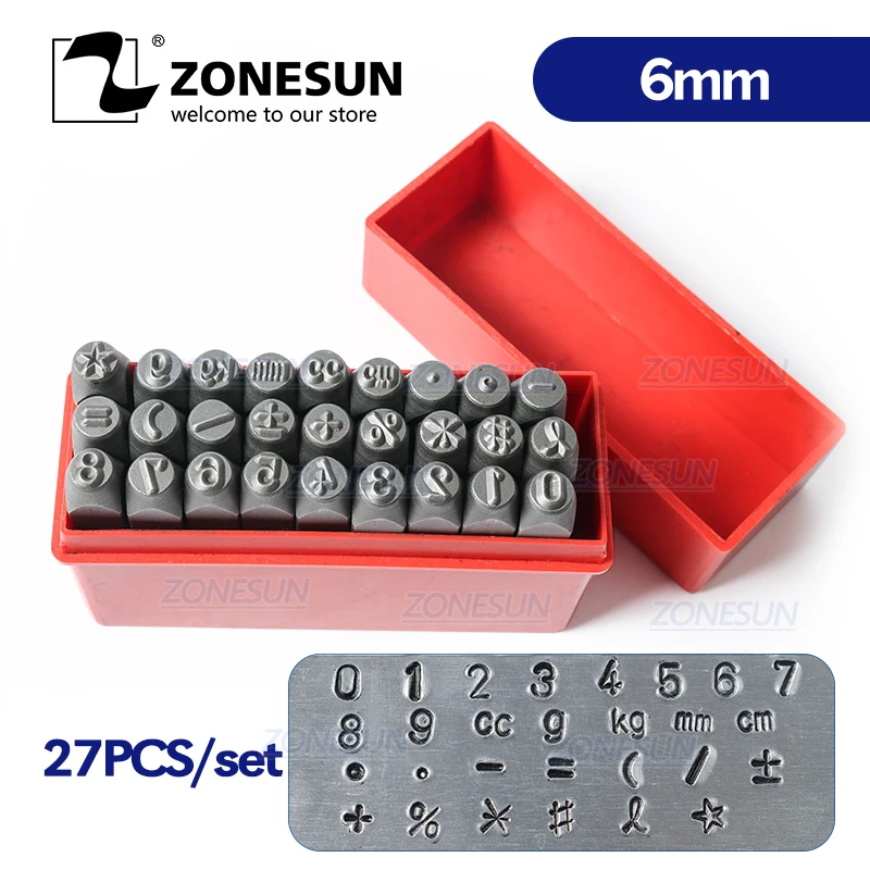 ZONESUN 27PCS Carbon Steel Jewelry Stamp Number Set Stamps Punch Die Metal Mark Stamping Tools For Bracelet Necklace Ring | Дом и сад