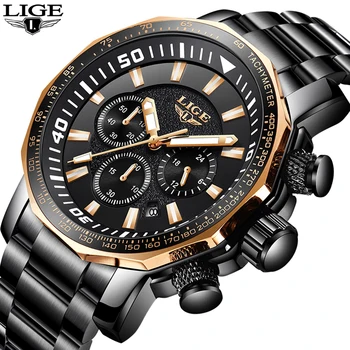 

Relojes Hombre 2018New LIGE Watches Men Luxury Brand Watch Quartz Sport Military Men Full Steel Wristwatch Dive 30m Casual Watch
