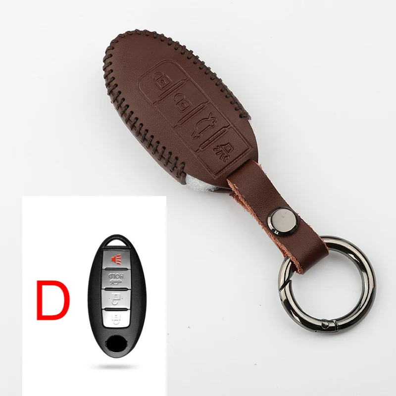 Кожаный чехол для дистанционного ключа для Nissan Qashqai J10 J11 X-Trail t32 Rogue Kicks Tiida Juke Note Pathfinder Versa - Название цвета: D Brown