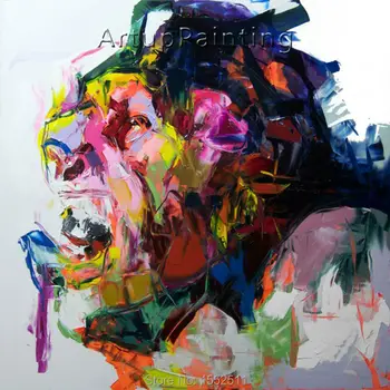 

Palette knife painting portrait Palette knife Face Oil painting Impasto figure on canvas Hand painted Francoise Nielly 16-33