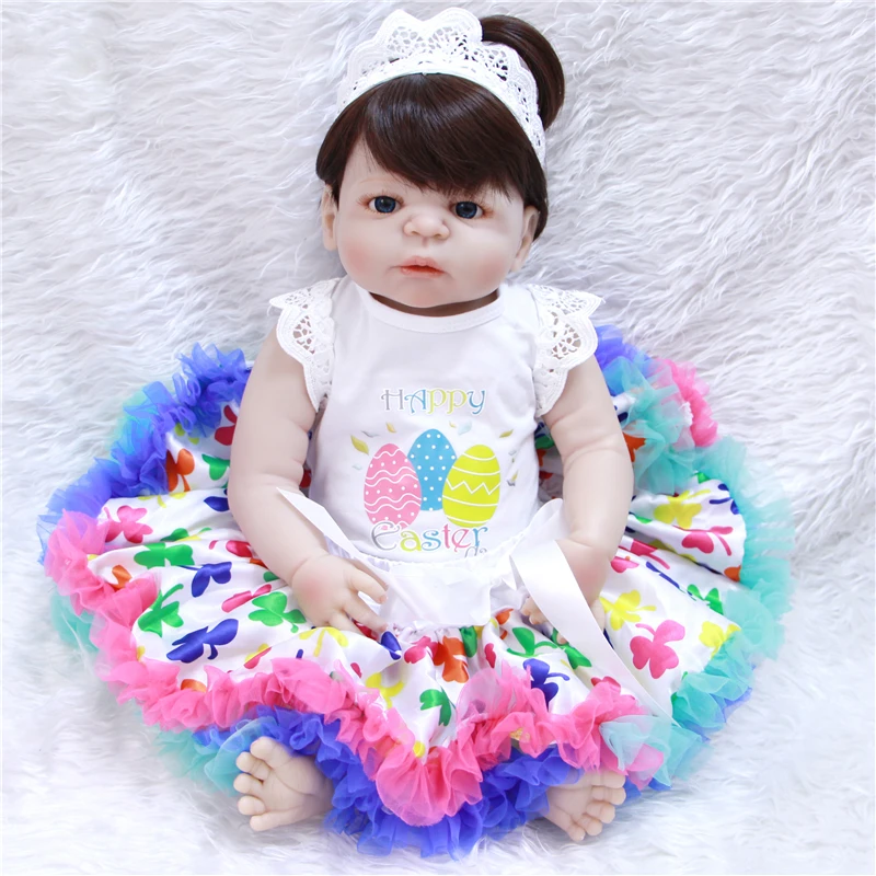 

Lifelike Silicone Reborn Baby Menina Alive 23'' Newborn Baby Dolls Full Vinyl body Wear bebe Infant Clothes Truly Kids Playmate