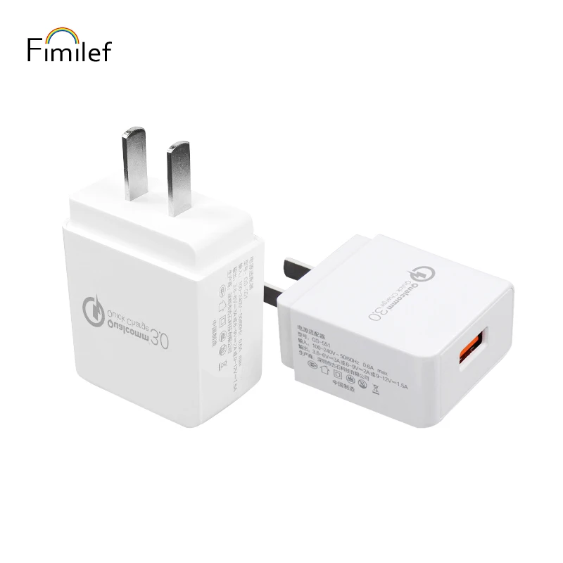 العالمي سريعة تهمة 3.0 Fimilef 18 W USB جدار مهايئ شاحن مع الذكية IC لسامسونج غالاكسي S7 S6 للجوال هاتف لوحي