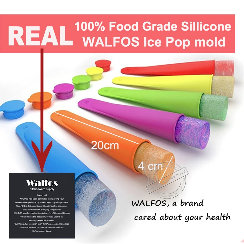 

WALFOS 4 pieces food grade Silicone Ice Pop Mold Popsicle maker Frozen tray DIY Ice Cream Tools Jelly Lolly mould For Popsicles