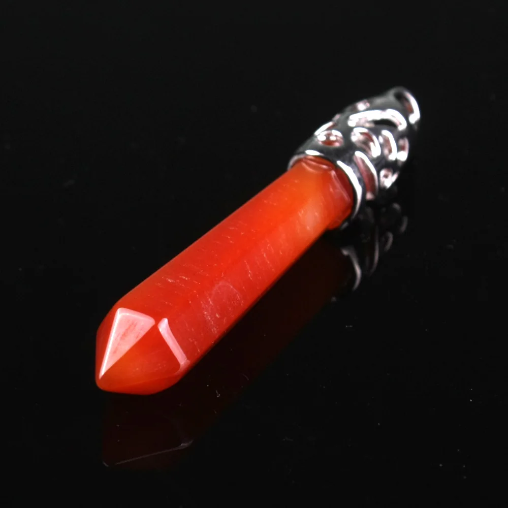 

1Pc carnelian Quartz Opal Opalite Carnelian Gem Stone Healing Chakra Pendulum Pendant Charms Jewelry