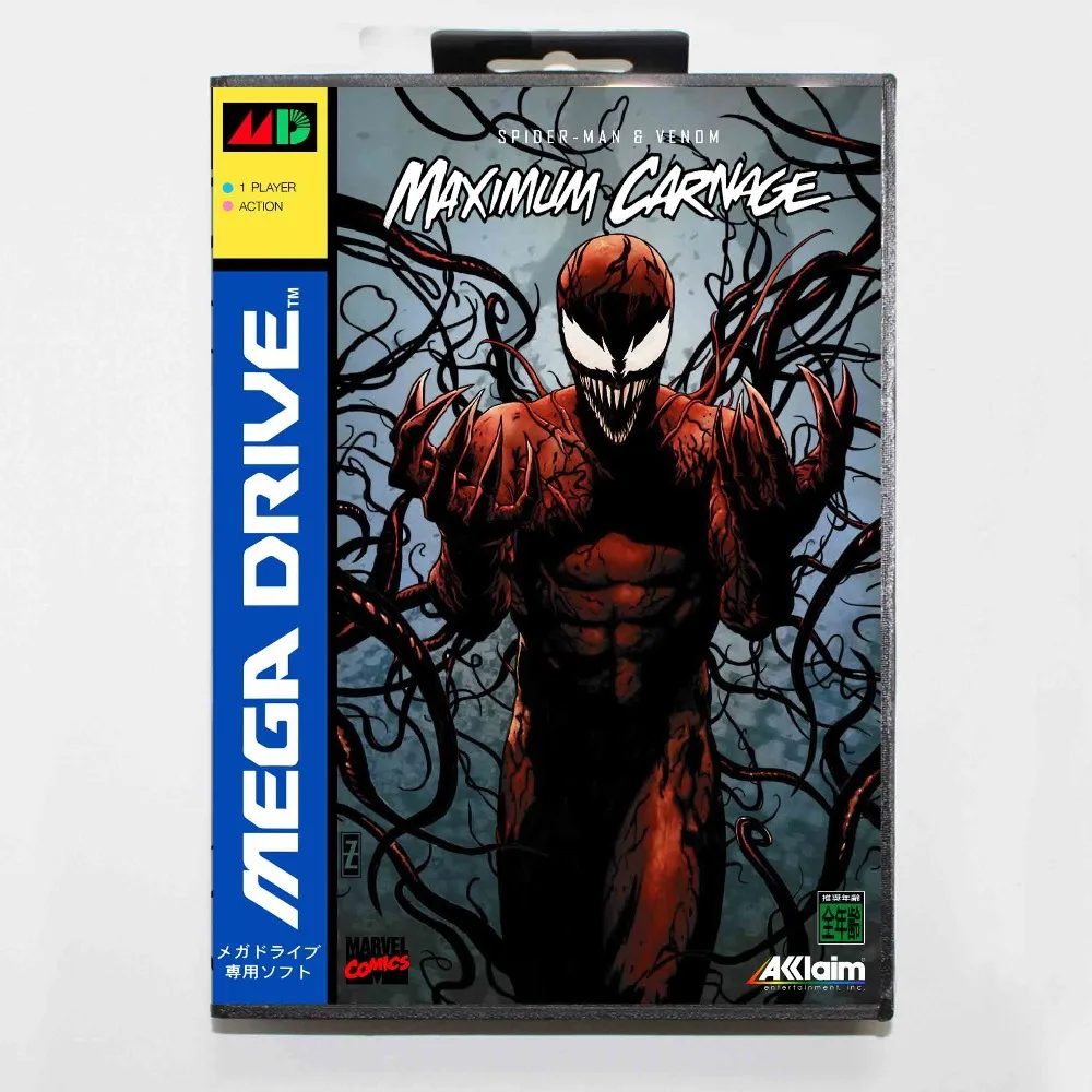 

Spider Man Maximum Carnage 16 bit MD Game Card With Retail Box For Sega Mega Drive/ Genesis