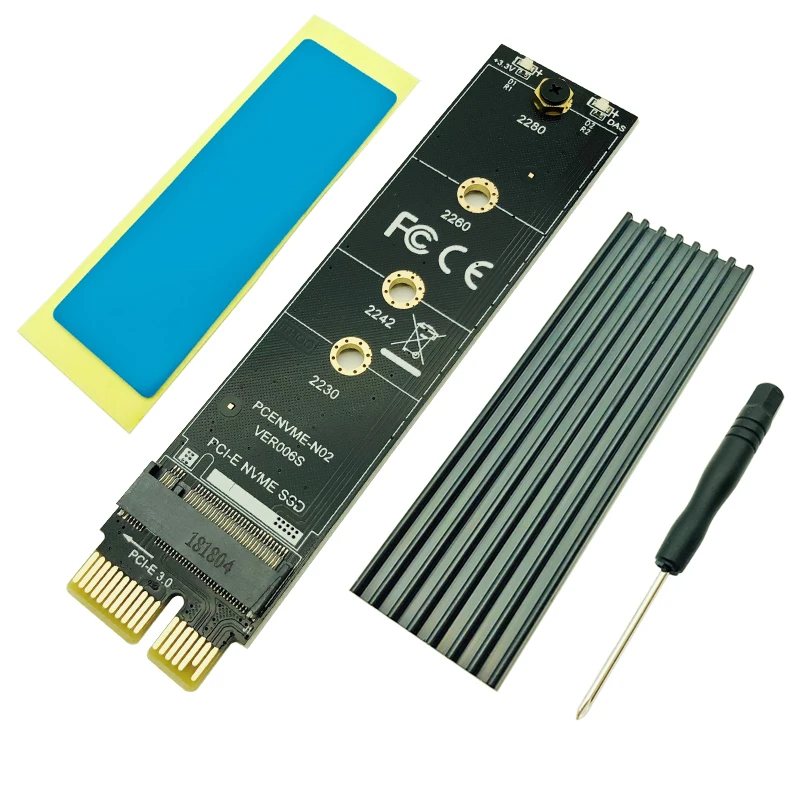 PCI E Express 3 0 X1 к M.2 M интерфейс ключа NVMe SSD PCIE адаптер Riser Card теплоотвод 2230 2242 2260 2280