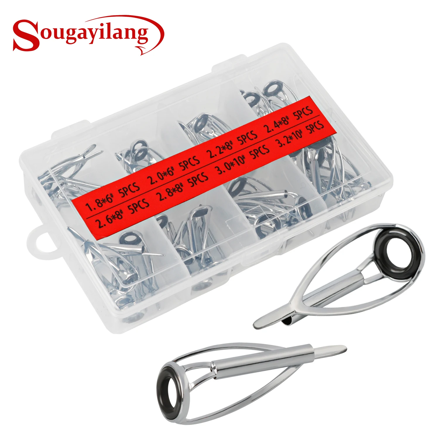 Sougayilang 40 pièces pointe de guidage de canne à pêche ensemble de bagues de guidage en céramique Kit de boucle d'oeil avec boîte