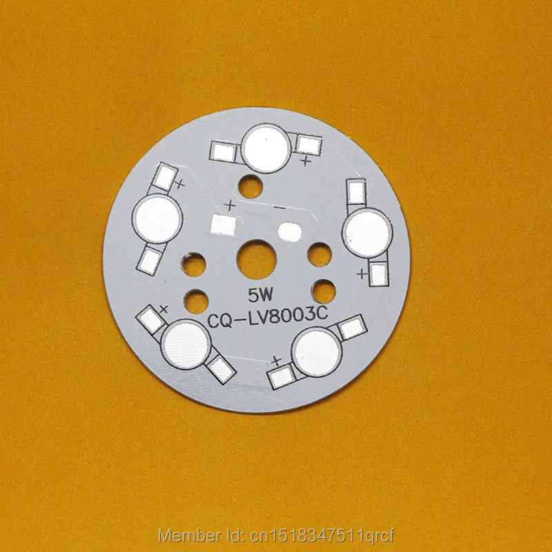5 Вт Светодиодный PCB 49 мм для 5 шт. светодиодный s, алюминиевая пластина, алюминиевая печатная плата PCB, высокая мощность 5 Вт Светодиодный DIY PCB