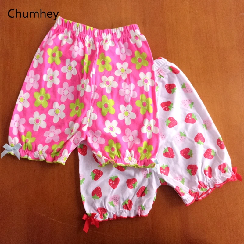 Chumhey/2 предмета; шорты для малышей; сезон лето; хлопок; Kwaii; короткие штаны для девочек с цветочным рисунком клубники; мягкая одежда для малышей; детская одежда