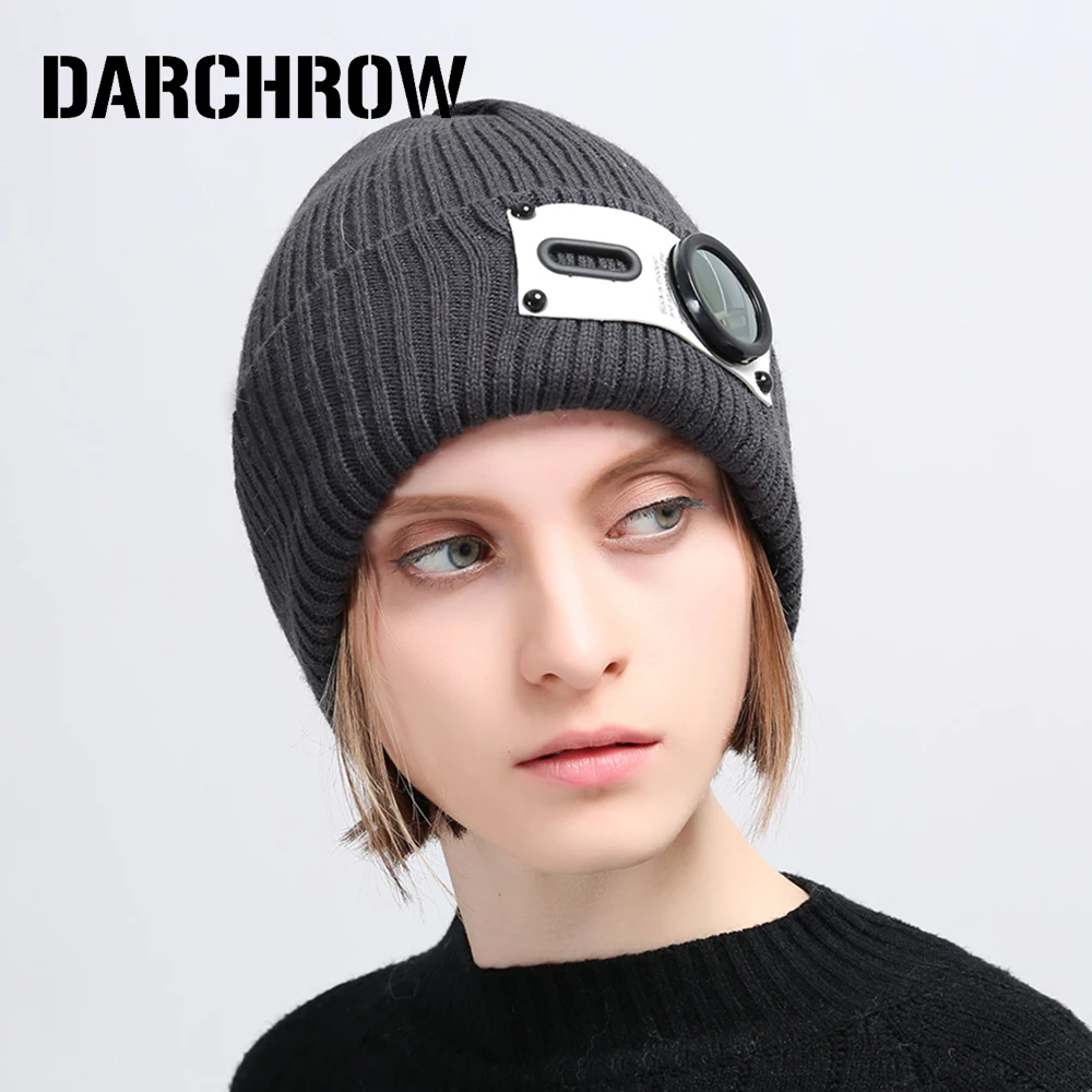 Darchrow осень зима Для женщин мужские шапочки Hat вязаный шерстяной skullies очень
