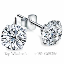 Подлинное чистое серебро 925 пробы, имитация алмаза, для свадьбы, обручения, цирконий, серьги для женщин, мужчин, ювелирные изделия