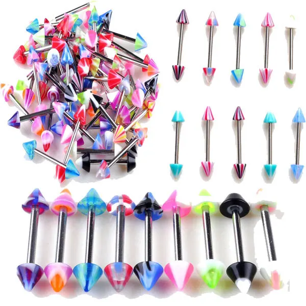 Buy 10Pcs/lot 316L Surgical Stainless Steel Acrylic Lip Piercing Spike Labret
