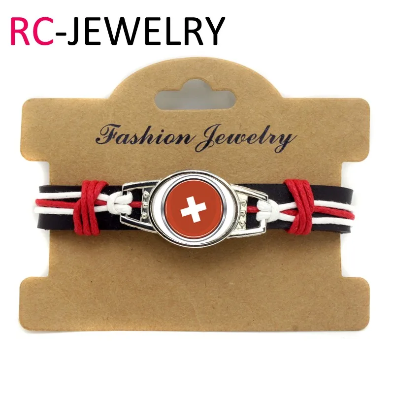 2017 Fashion Jewelry Switzerland Flag bracelet Hand made Genuine