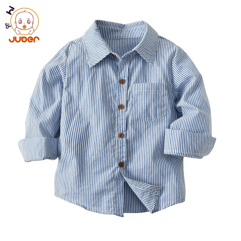 New Style Spring Kids Children Shirts Cotton Baby Boys Blouse Long Sleeve Striped Turn-down Collar Infant Clothes Casual 2-8Year | Мать и