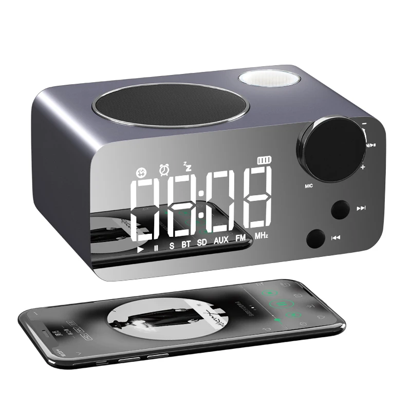 Будильник FM радио зондирование электронный Рабочий стол Tabke часы беспроводной Bluetooth динамик Luminova сенсорные часы Led зеркало цифровой