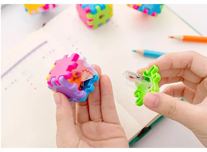 Apontador de Lápis Lote Novo Bonito Rubik Cubo Kawaii Desenhos Animados Coréia Papelaria Escritório Cshool Suprimentos Presente G193 48 Pçs - 6 48 pçs lote novo bonito rubik cubo