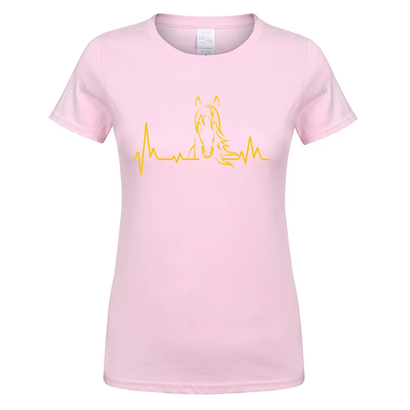 Для женщин девочек сердцебиение лошадь футболки Летний стиль Изделие из хлопка с короткими рукавами милый Верховая езда женские футболки OT-606 - Цвет: As picture