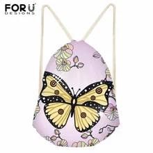 FORUDESIGNS/модный шнурок сумка 3D печать бабочка Mochila Feminina Drawstring Рюкзак Женский Повседневный Рюкзак для девочек
