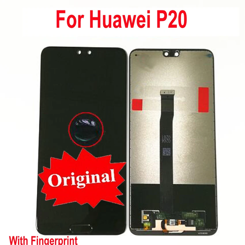

Original LCD Display Touch Screen Digitizer Assembly with Fingerprint Home Button Sensor For Huawei P20 EML-L29 L22 L09 AL00