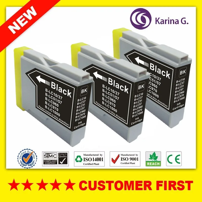 

3PCS Black compatible Ink Cartridge for LC10 LC37 LC51 LC57 LC960 LC970 LC1000 For Brother DCP-130C/135C/150C/153C/155C/157C