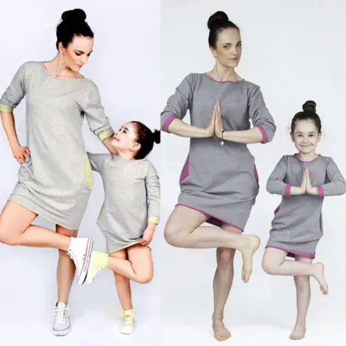 

Casual Family Matching Outfits Dresses Clothes Mother Baby Women Kid Girl Sweatshirt Dress Pullover Sweaters