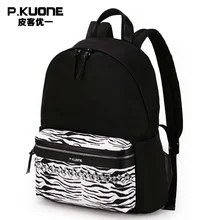 P. kuone marca diseño patrón de cebra bolso de escuela femenina mochila viajes mujeres back pack mochila femenino del bolso mochila sac a dos