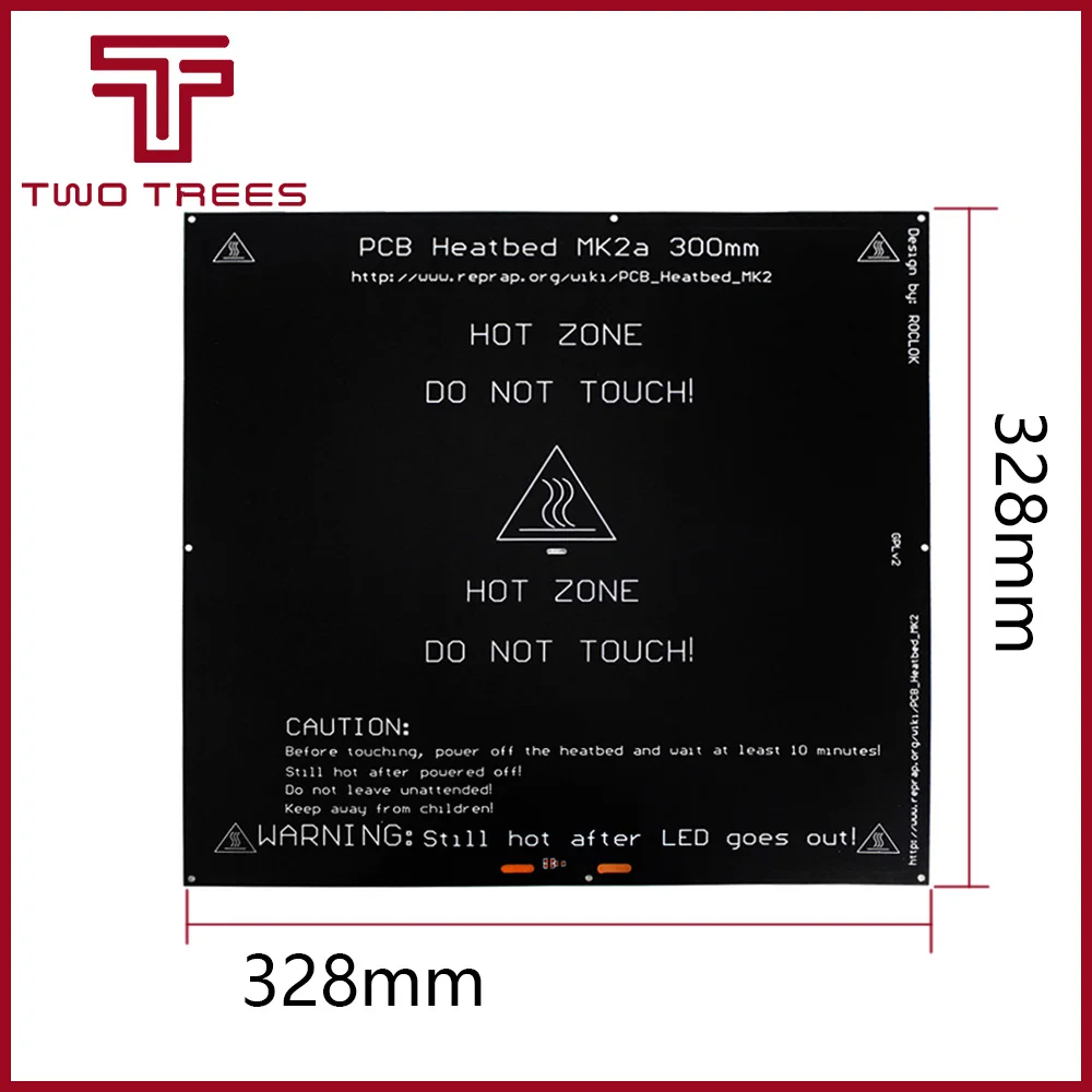 MK2A 300*300*3,0 мм RepRap RAMPS 1,4 PCB алюминиевая нагревательная пластина для Mendel для 3d принтера MK2B 328*328*3,0 мм