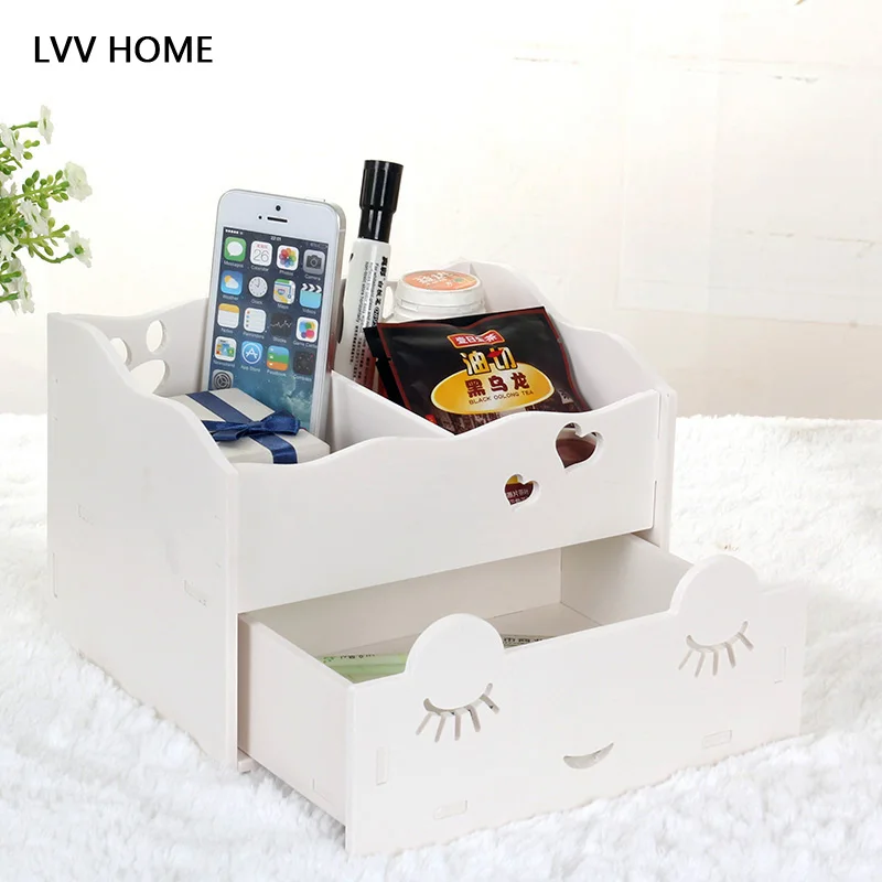 

LVV HOME detachable drawer cosmetic storage box/Waterproof recyclable smiling face multifunction jewelry box