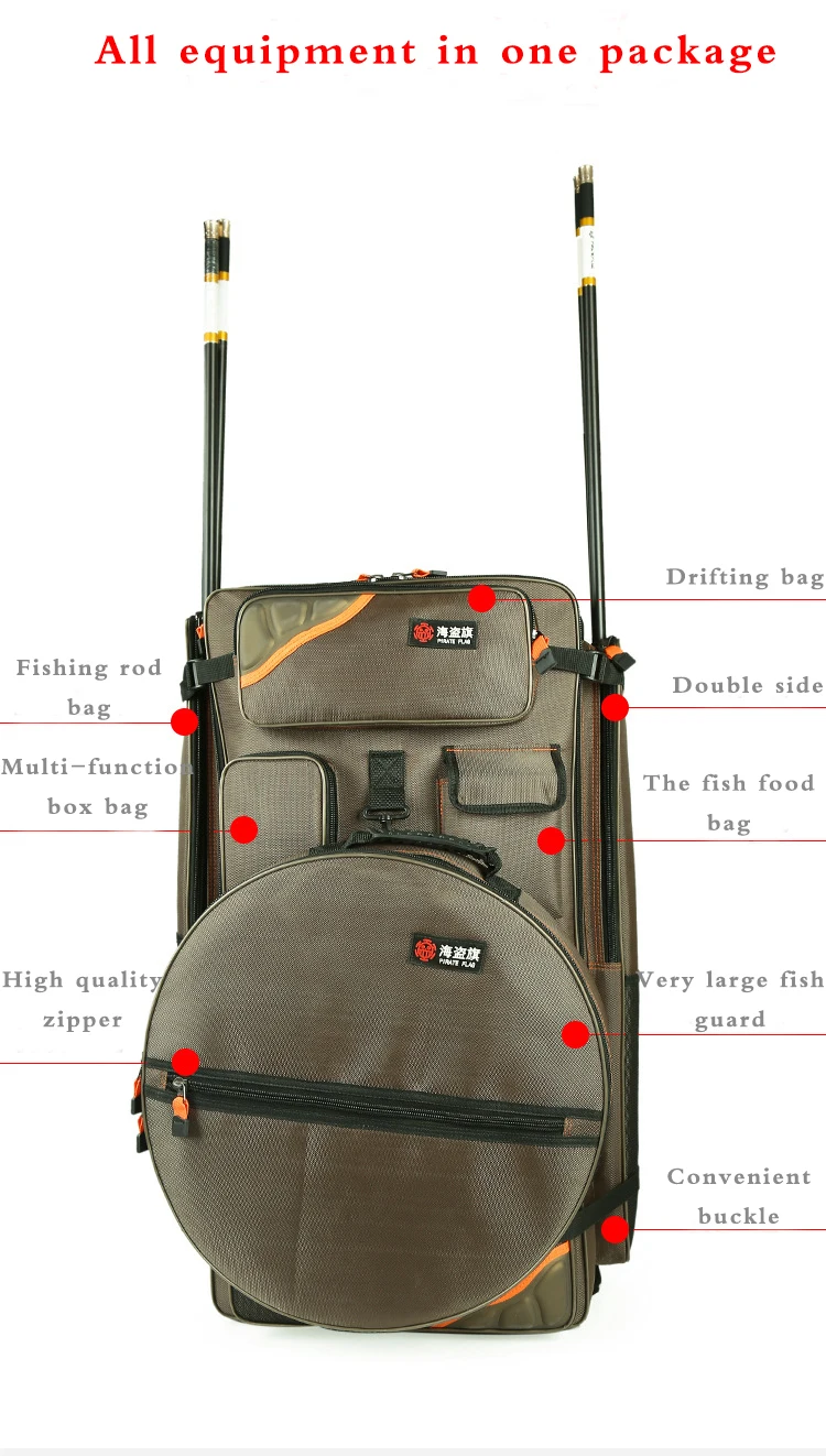 Bolsa de Cadeira de Pesca Bolsa de Equipamento Bolsa de Peixe Vara de Pesca à Prova Multifuncional Dupla Volta Dwaterproof Água 80cm 17 Esporte e Lazer