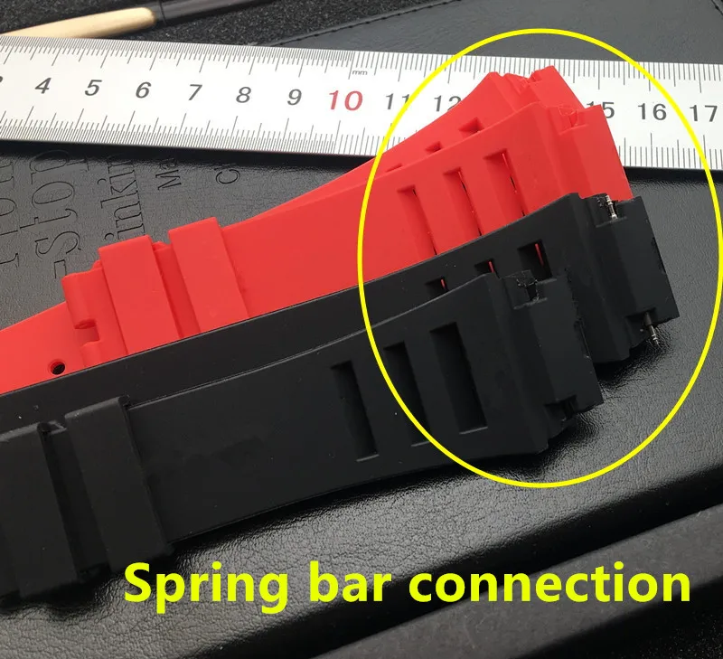 Мягкий качественный 25 мм натуральный мягкий силиконовый резиновый ремешок для часов Richard Watch Mille ремешок для браслета Пряжка пружинный бар Бесплатные инструменты
