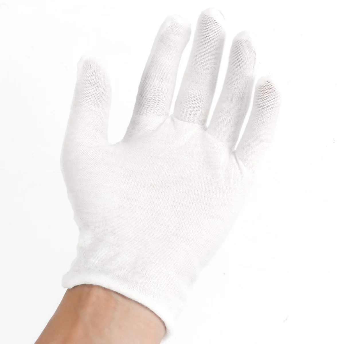 White Reusable Cotton Elastic Working Gloves for Dry Hand Moisturizing Cosmetic Eczema Hand Spa& Coin Jewelry Inspection Props