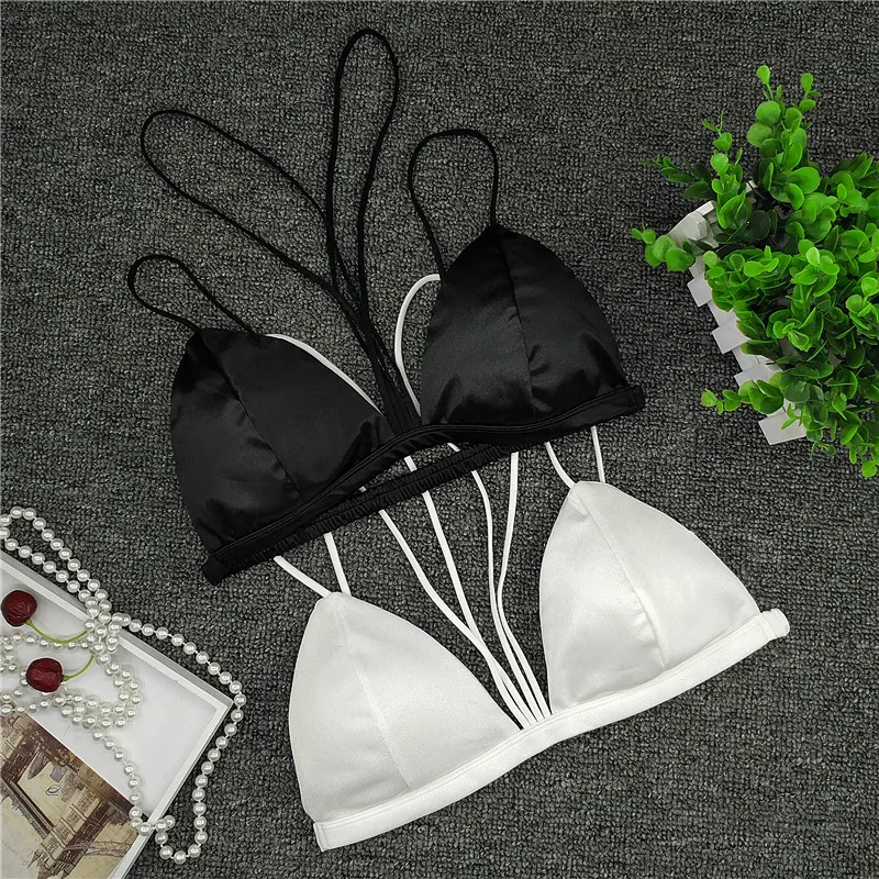Strappy Sexy Women underwear Silky Bralette Bras Stretch Sleeping