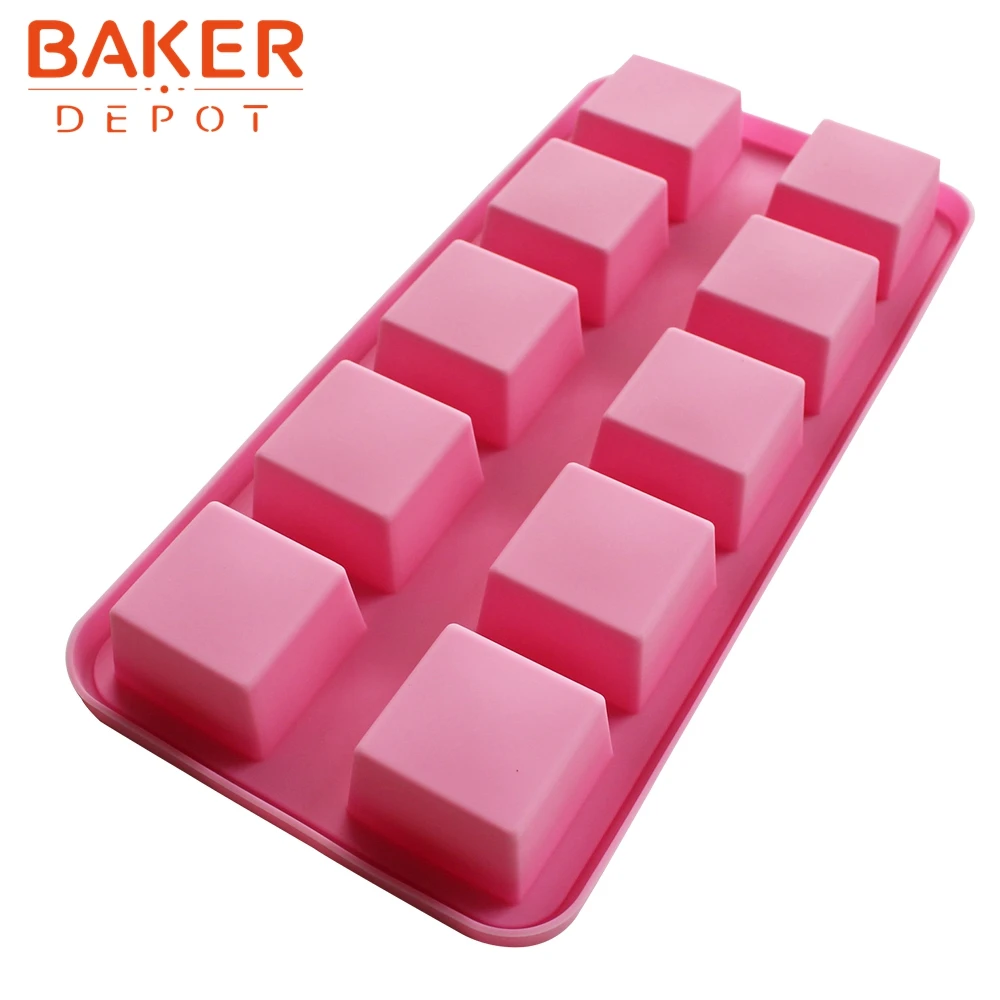 Силиконовая форма для шоколада мыла льда 10 отверстий|chocolate mold|square moldsilicone bakeware |