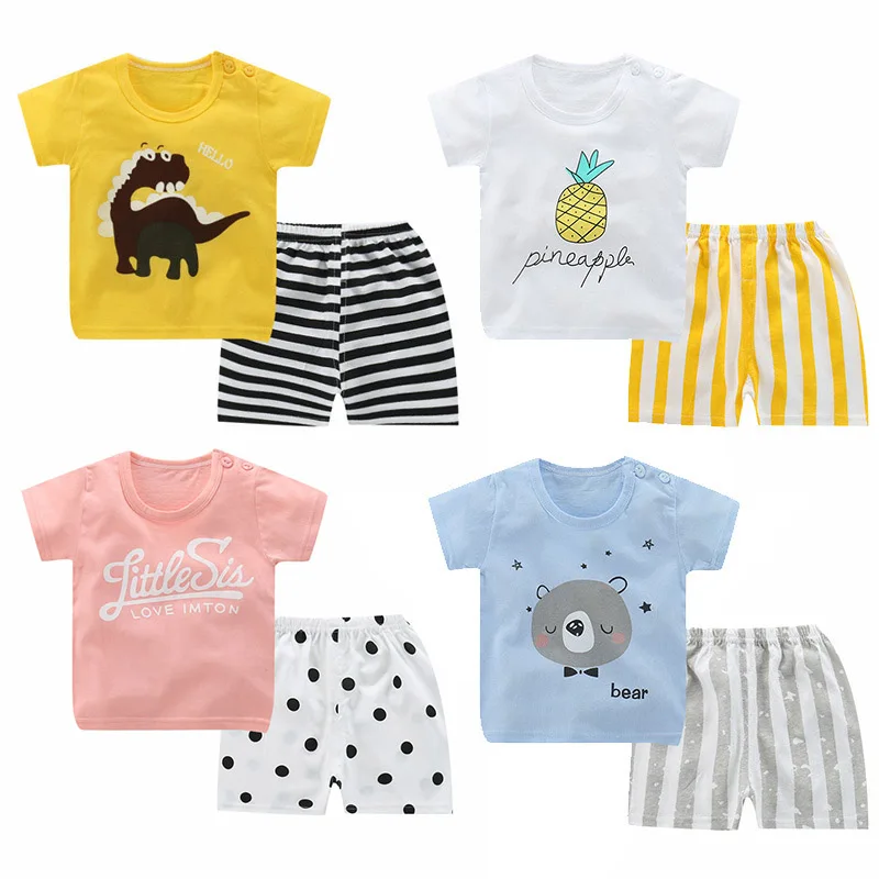 

2Pcs/Sets Cotton Summer Children Boy Girl Clothing Sets Kids Cartoon Child T Shirt Shorts Toddler Leisure Sport T-Shirt Suits