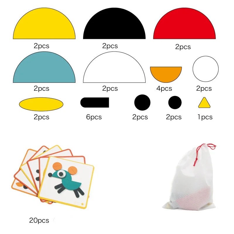 Colorful Wooden Toys Tangram Brain Teaser Puzzle Toys Tetris Game Preschool Magination Intellectual Educational Toys Kid Gift