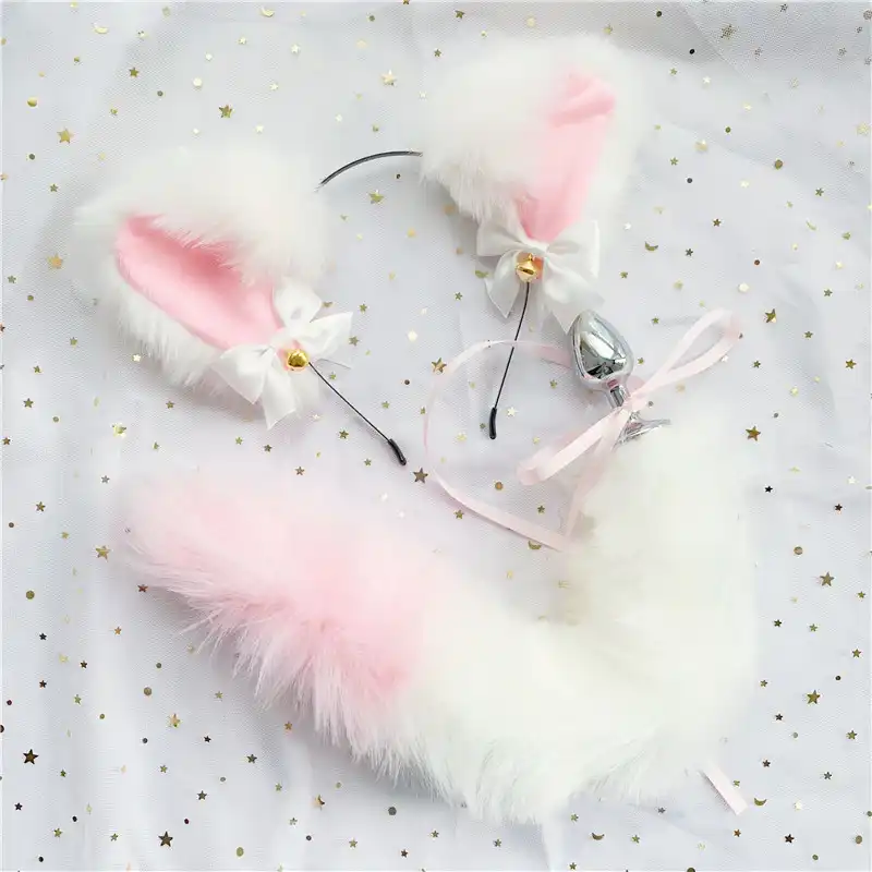 diademas con orejas de neko kawaii cola de zorro falsa tapón anal de  metal anime erótico accesorios de cosplay juguetes sexuales para adultos