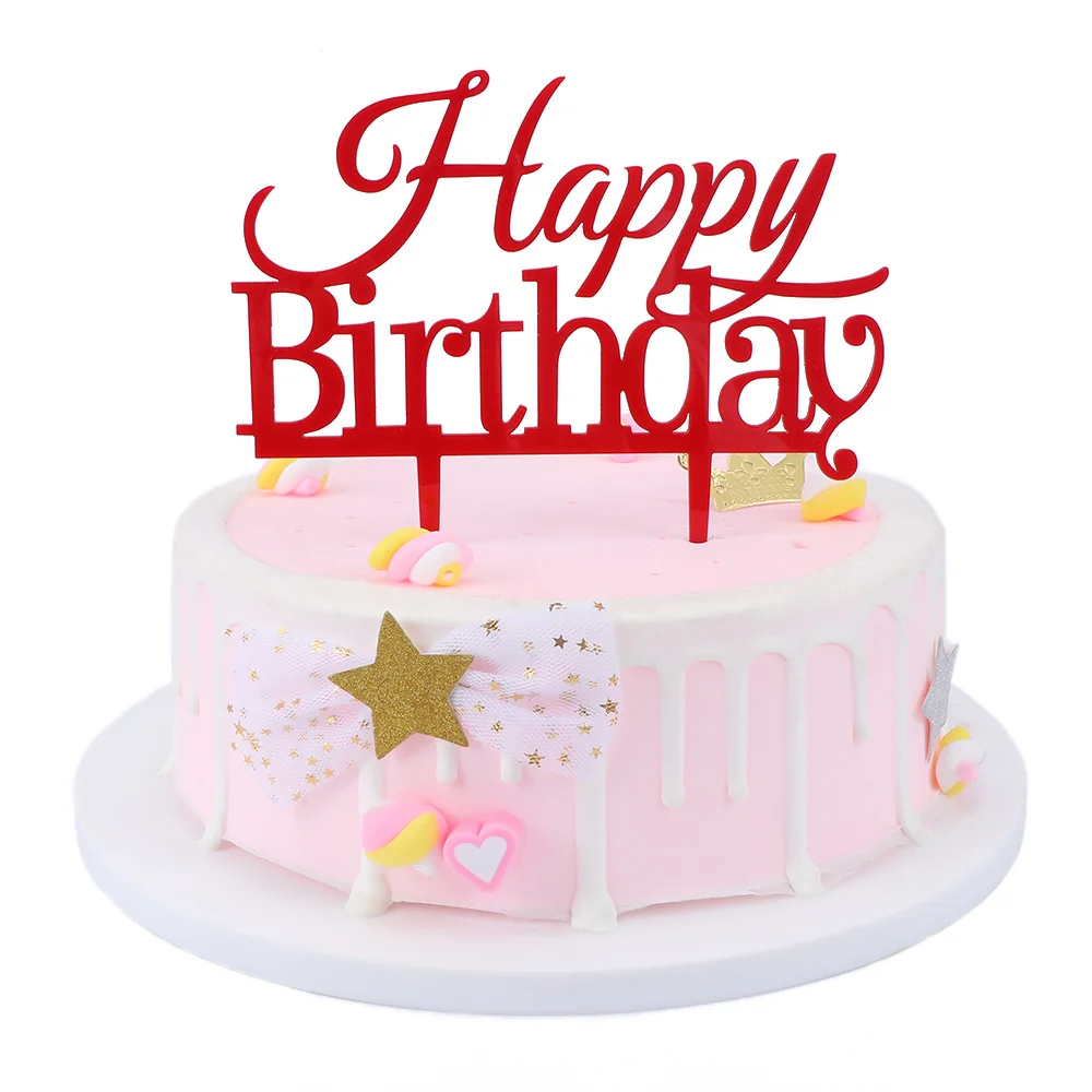16*11 см с днем рождения акриловый торт Топпер украшения поставки детские торты Блестящий Декор торт стенд Топпер вечерние реквизит